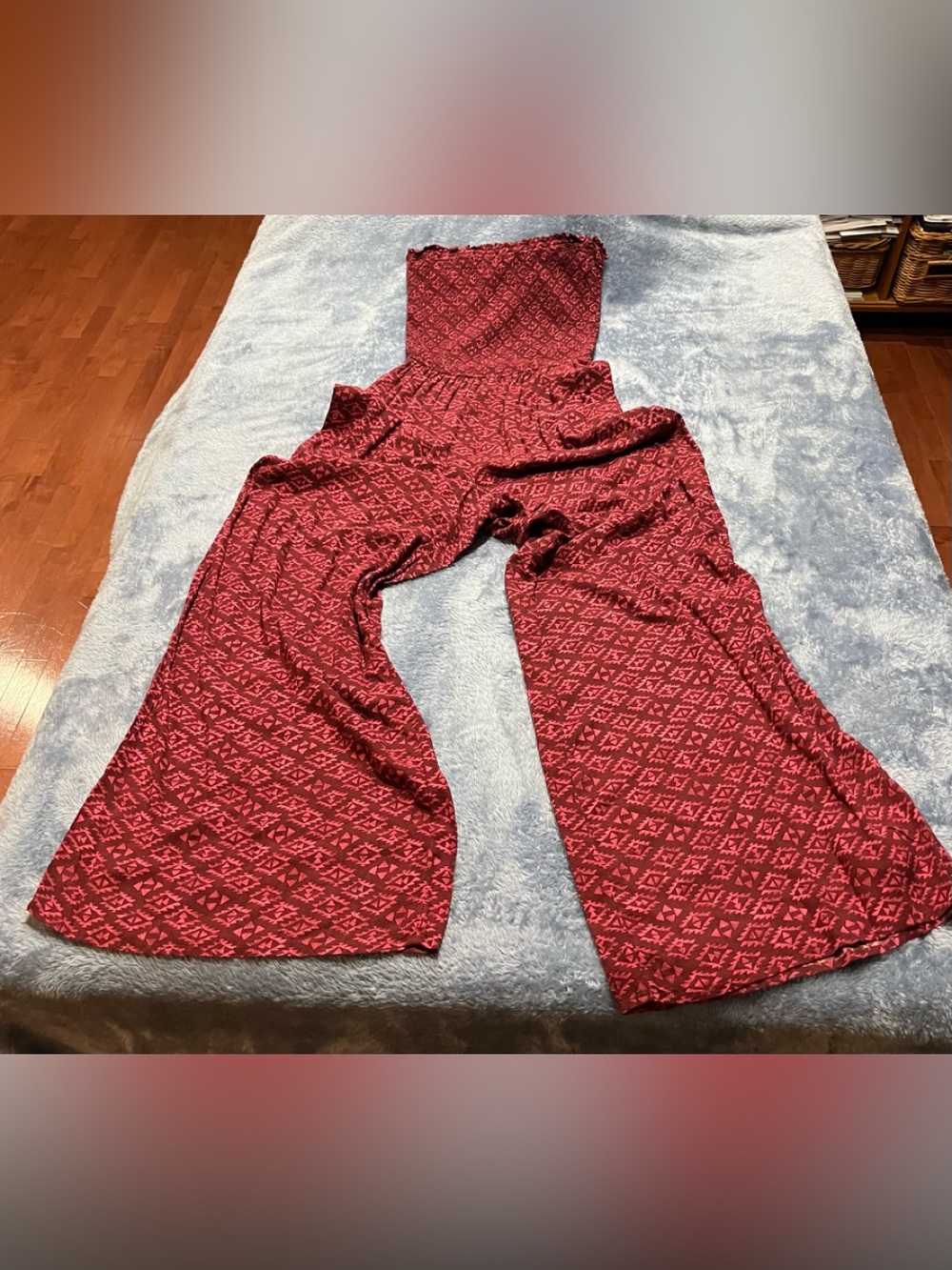 Hollister Wide-Leg Strapless Jumpsuit in Deep Red